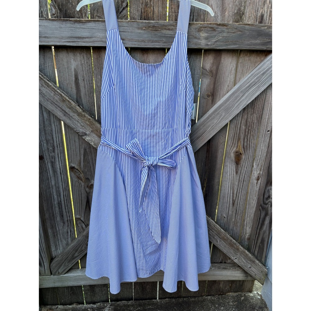 Danny and Nicole Striped Fit & Flare Midi Dress NWT Blue White 18 56188MZ
